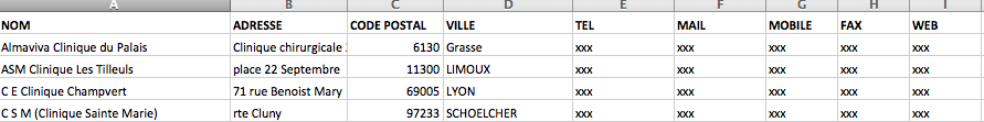 Fichier des cliniques